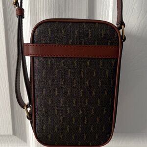 Saint Laurent Brown and Gold Monogram Messenger Bag